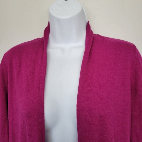 Ann Taylor Loft Women's Small Magenta Pink Long Sleeve Cardigan 25% Wool Blend - Picture 3 of 8